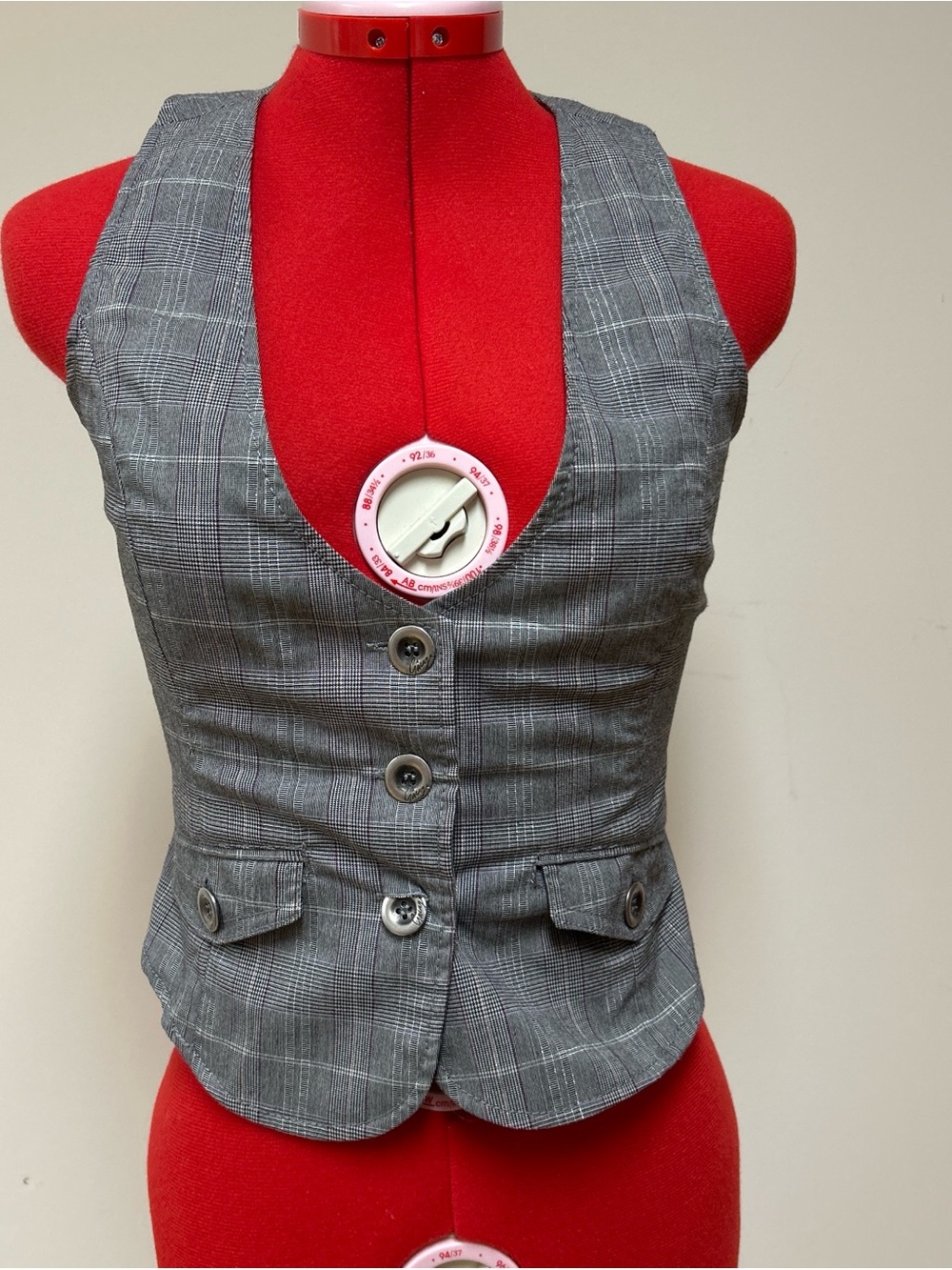 Garage Gray Plaid Button-Front Vest